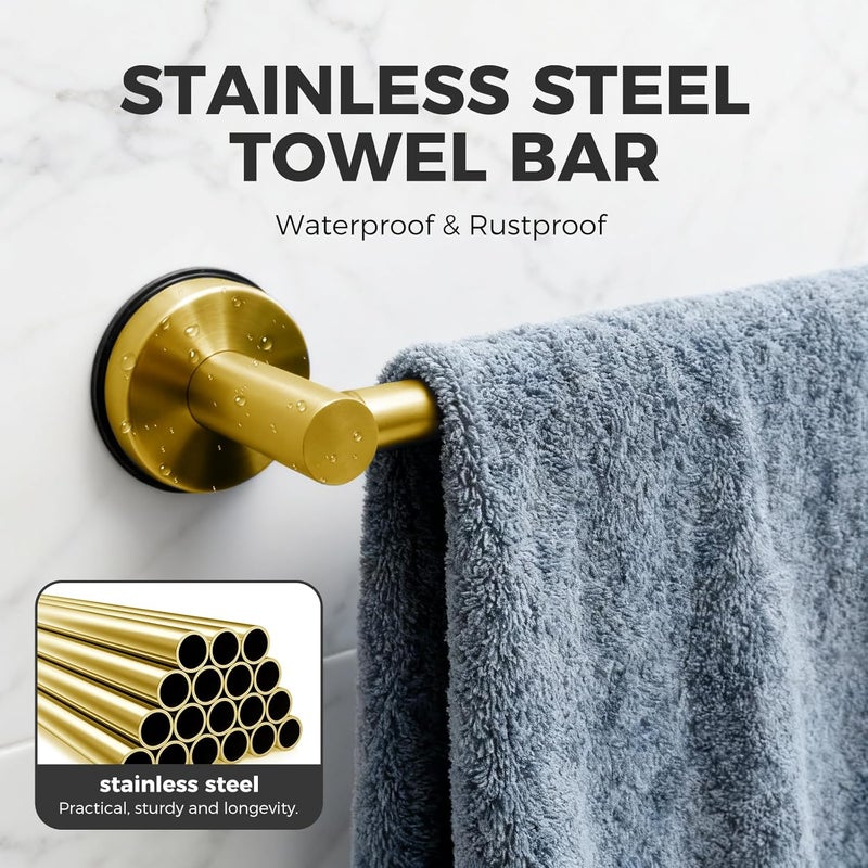 WingWider Adjustable Suction Cup Towel Bar for Bathroom Wall,14.6Inch~24 Inch Towel Racks for Bathroom,Stainless Steel Bath Towel Holder for Shower(Brushed Gold) - Image 4